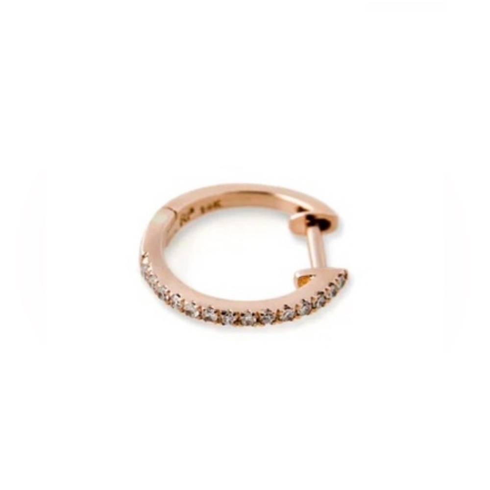 Jacquie Aiche Fine Jewelry Pave Diamond Mini Hoop Earring $530 Rose Gold single - Picture 2 of 14